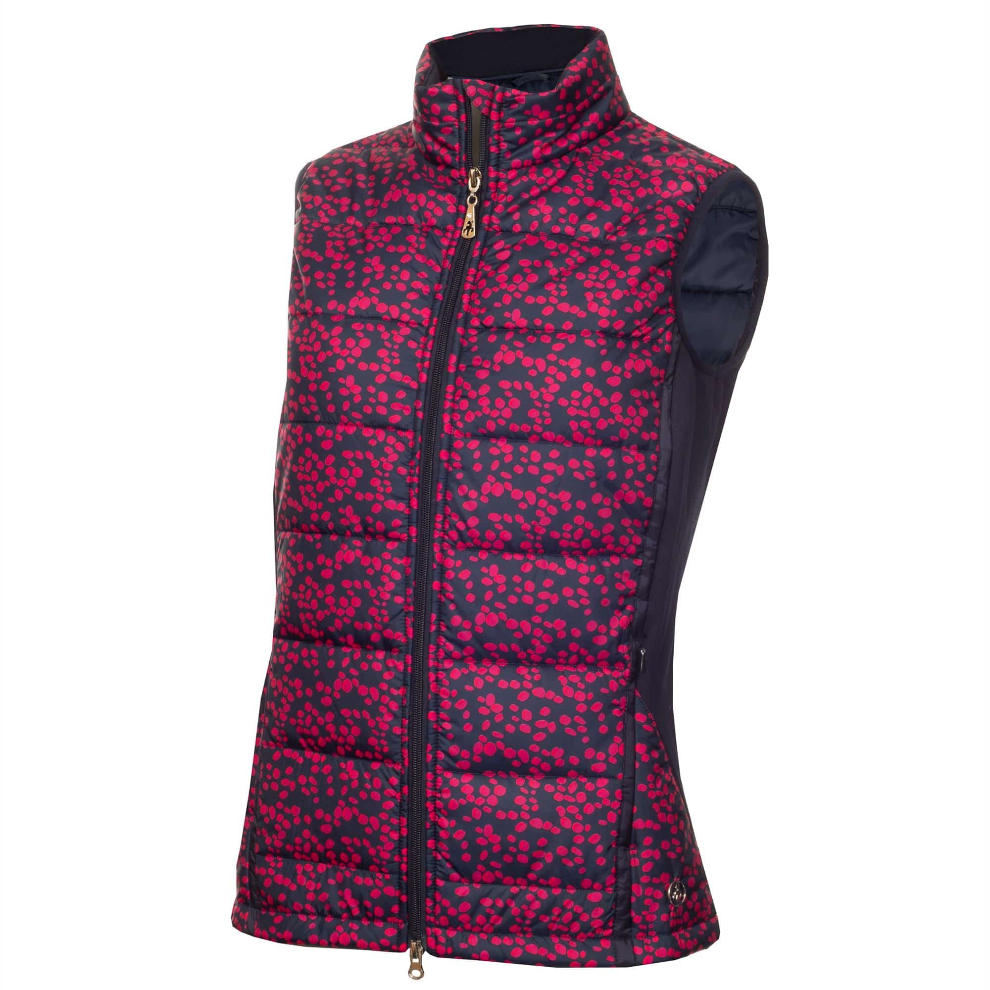 Green Lamb Giselle Print Quilted Gilet Pebble/Navy